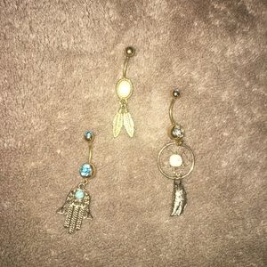 3 belly rings
